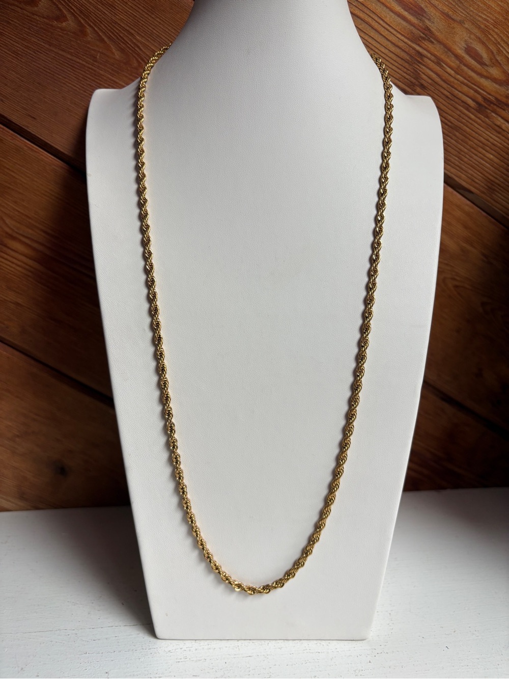 Classic Stainless Steel Gold Rope Chain Necklace “28”